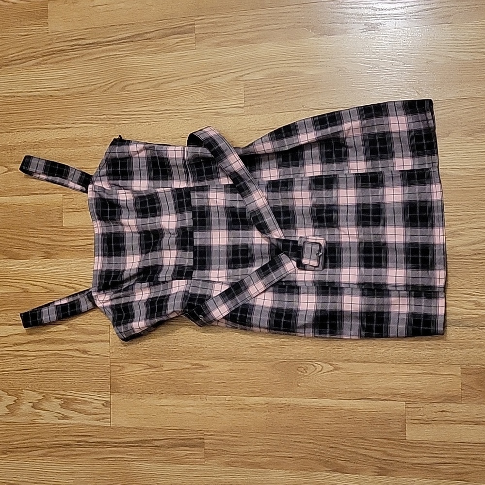Plaid belted dress